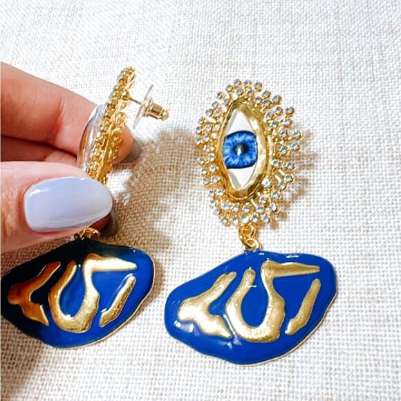 Vintage evil eye earrings N488 - Picture 3 of 4